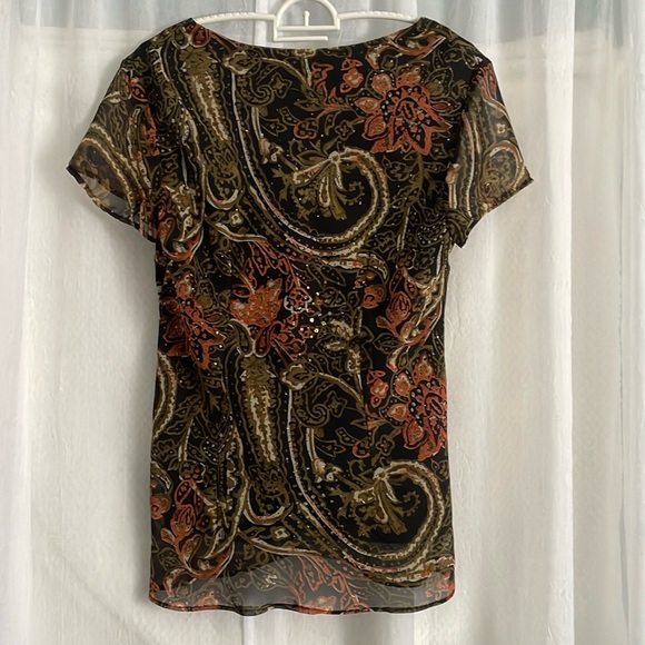 Tradition two piece top and skirt orange rust and kaki flecks of gold size 8 - Picture 3 of 7